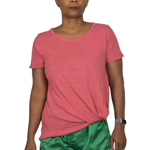 Stateside Orange Side Twist Tee Orange Short Sleeve Cotton Tucked Crew Medium - Picture 1 of 15